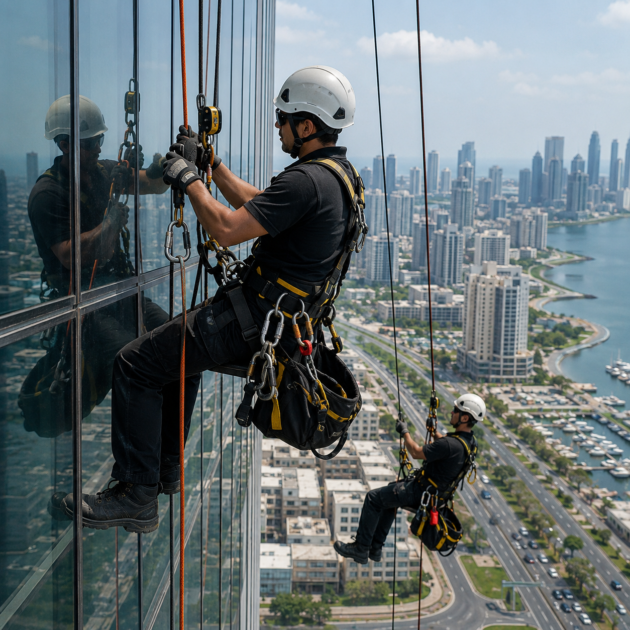 Rope access work at height